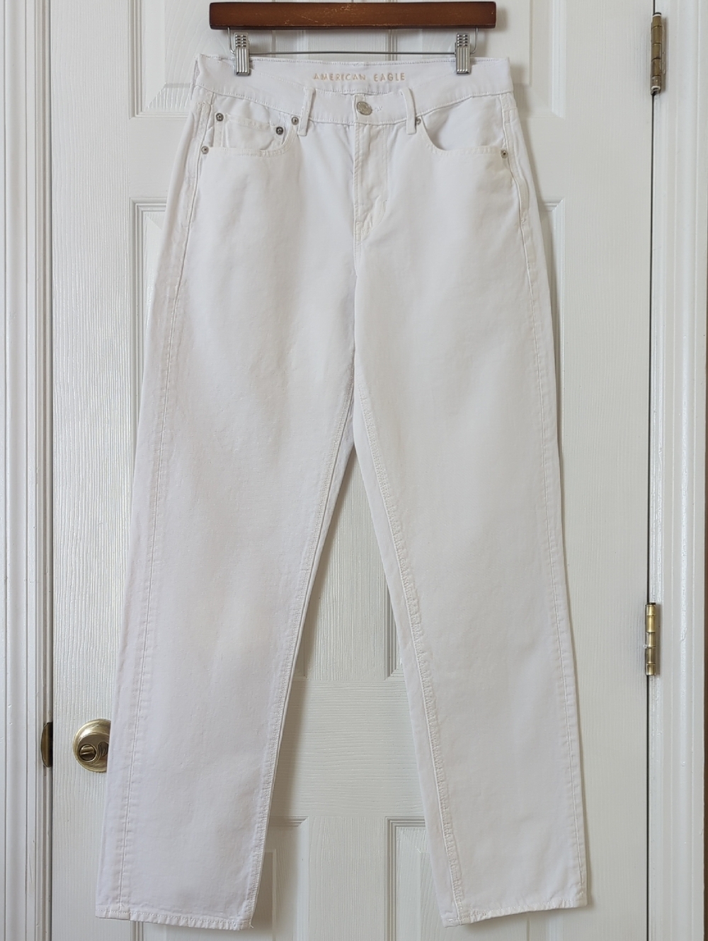 American Eagle Classic Retro 90s Straight High Waisted Rigid Jeans White 8 Long